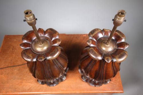 LARGE PAIR OF ENGLISH WILLIAM IV ANTIQUE MAHOGANY TABLE LAMPS - ADDITIONAL PHOTO 2