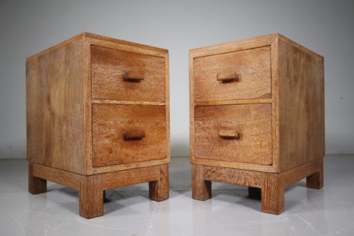 Pair of Heals 1920’S Oak Bedside Chests – Labelled