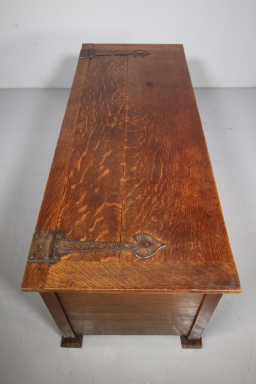 fig 1. C.R.Ashbee Guild of Handicraft Large Antique Oak Coffer