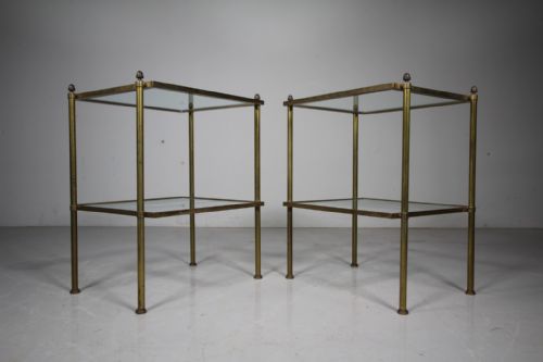 Pair of English Quality Low Brass & Glass Side Tables