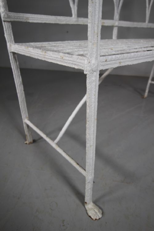 REGENCY ENGLISH ANTIQUE GARDEN BENCH IN WROUGHT IRON - ADDITIONAL PHOTO 1