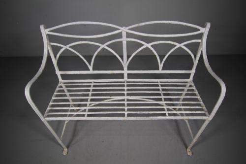 REGENCY ENGLISH ANTIQUE GARDEN BENCH IN WROUGHT IRON - ADDITIONAL PHOTO 4