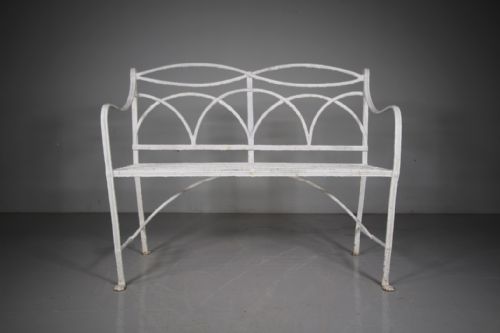 REGENCY ENGLISH ANTIQUE GARDEN BENCH IN WROUGHT IRON - ADDITIONAL PHOTO 6