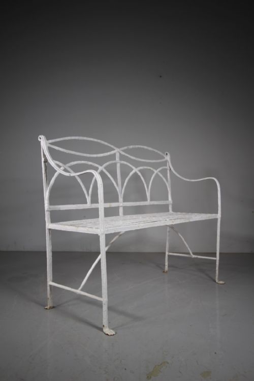 REGENCY ENGLISH ANTIQUE GARDEN BENCH IN WROUGHT IRON - ADDITIONAL PHOTO 7
