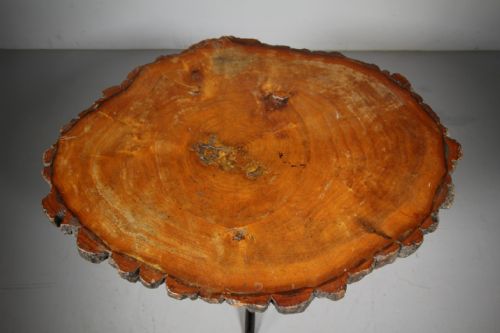ENGLISH 1930S NATURAL TIMBER IRON SIDE TABLE - ADDITIONAL PHOTO 2