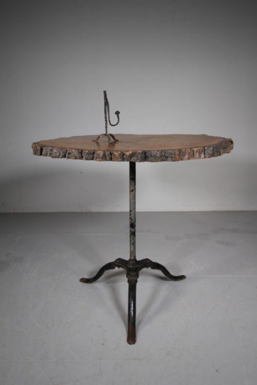 ENGLISH 1930S NATURAL TIMBER IRON SIDE TABLE - ADDITIONAL PHOTO 3