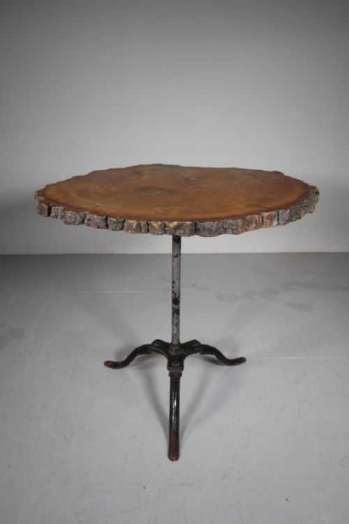 ENGLISH 1930S NATURAL TIMBER IRON SIDE TABLE - ADDITIONAL PHOTO 4