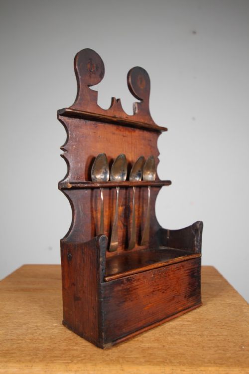 LOVELY ORIGINAL ANTIQUE PINE SPOON RACK CANDLE BOX - ADDITIONAL PHOTO 2