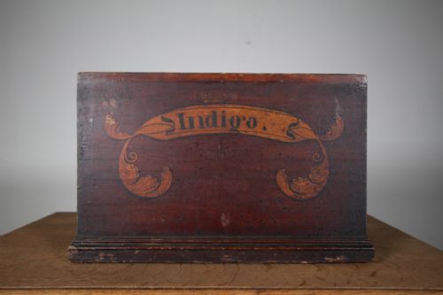 19TH CENTURY ANTIQUE APOTHECARY BOX INDIGO - ADDITIONAL PHOTO 2