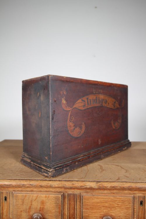 19TH CENTURY ANTIQUE APOTHECARY BOX INDIGO - ADDITIONAL PHOTO 3