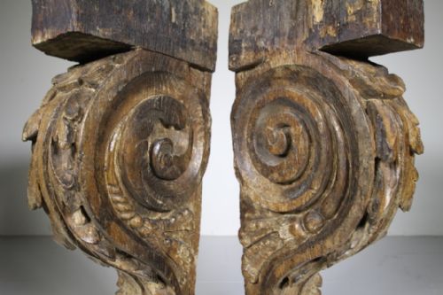 FABULOUS LARGE PAIR OF GEORGIAN ANTIQUE OAK CORBELS - ADDITIONAL PHOTO 5