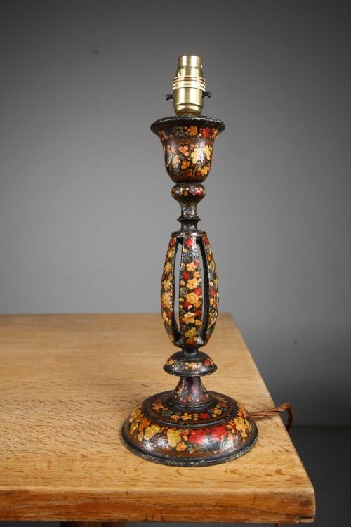 Unusual Edwardian Antique Kashmiri Table Lamp