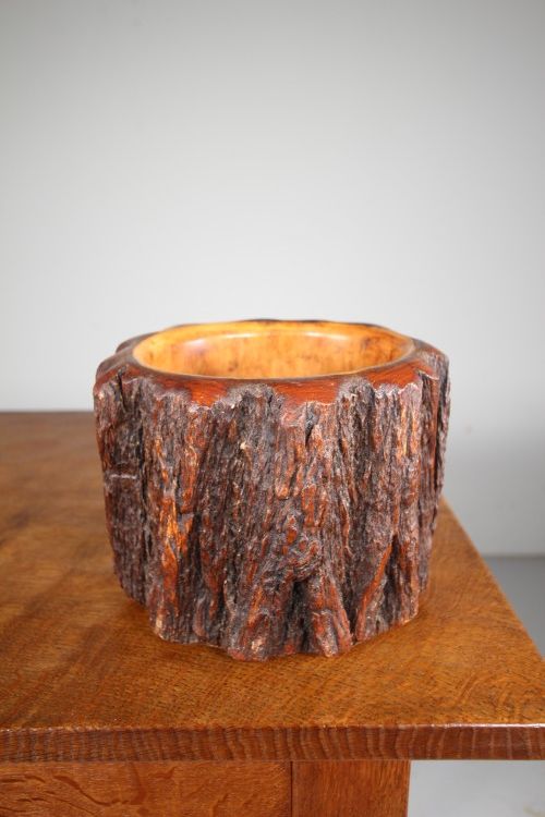 ANTIQUE TREEN TREE STEM BOWL