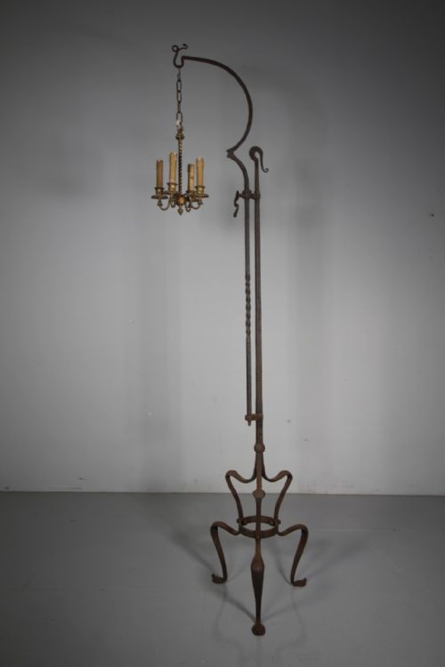 AMAZING MASSIVE 19TH CENTURY ANTIQUE WROUGHT IRON LANTERN STAND - ADDITIONAL PHOTO 2