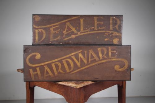 Pair of English 19th Century Antique Painted Pine Trade Signs 