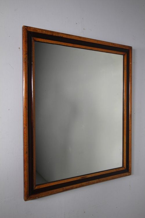 Original Painted Faux Maple English Antique Wall Mirror 