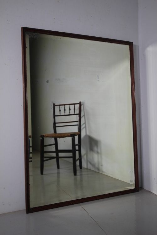 English 19th Century Simple Antique Mahogany Wall Mirror 