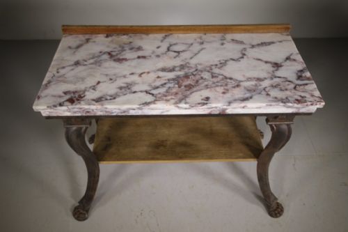 ENGLISH 19TH CENTURY ANTIQUE IRON MARBLE SIDE TABLE - ADDITIONAL PHOTO 2