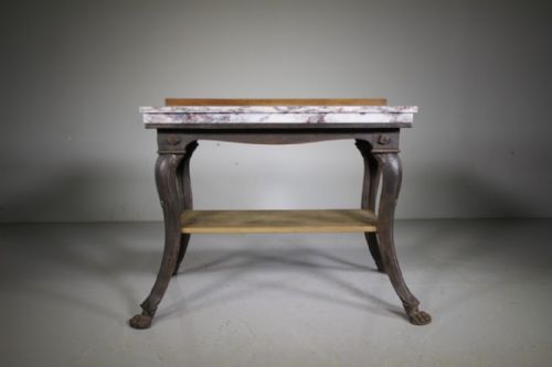 ENGLISH 19TH CENTURY ANTIQUE IRON MARBLE SIDE TABLE - ADDITIONAL PHOTO 3