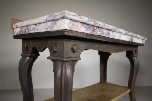 ENGLISH 19TH CENTURY ANTIQUE IRON MARBLE SIDE TABLE - ADDITIONAL PHOTO 6