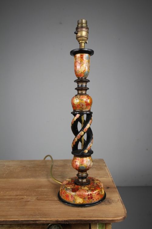 KASHMIRI TALL ANTIQUE TABLE LAMP REWIRED