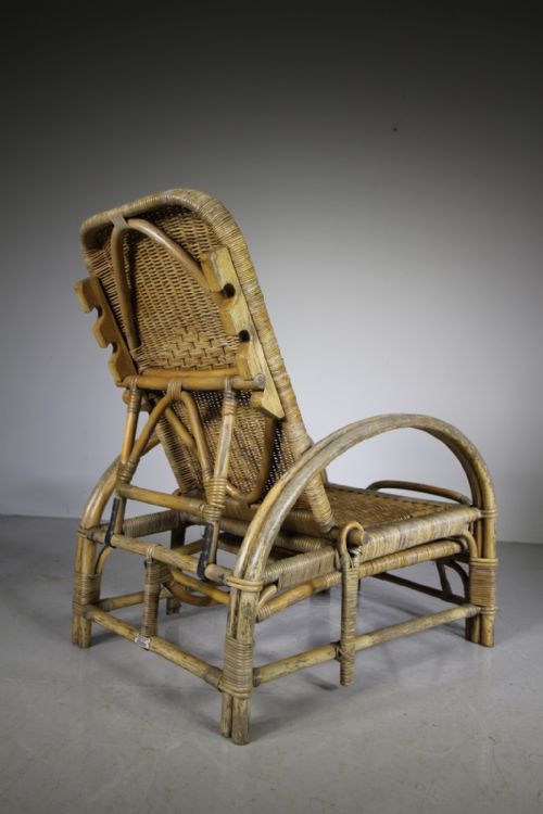 ANGRAVES OF LEICESTER 1930S WICKER RECLINING GARDEN ARMCHAIR - ADDITIONAL PHOTO 3