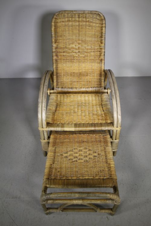 ANGRAVES OF LEICESTER 1930S WICKER RECLINING GARDEN ARMCHAIR - ADDITIONAL PHOTO 4