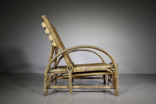 ANGRAVES OF LEICESTER 1930S WICKER RECLINING GARDEN ARMCHAIR - ADDITIONAL PHOTO 5
