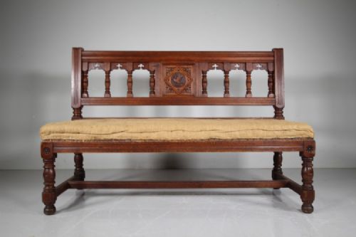 GILLOW'S 19TH CENTURY ANTIQUE OAK BENCH SEAT BY BRUCE TALBERT