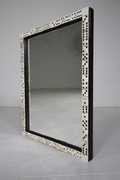 Antique Bone Domino Oak Framed Mirror