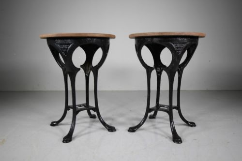 PAIR OF ARCHIBALD KNOX EDWARDIAN ANTIQUE CAST IRON SIDE TABLES