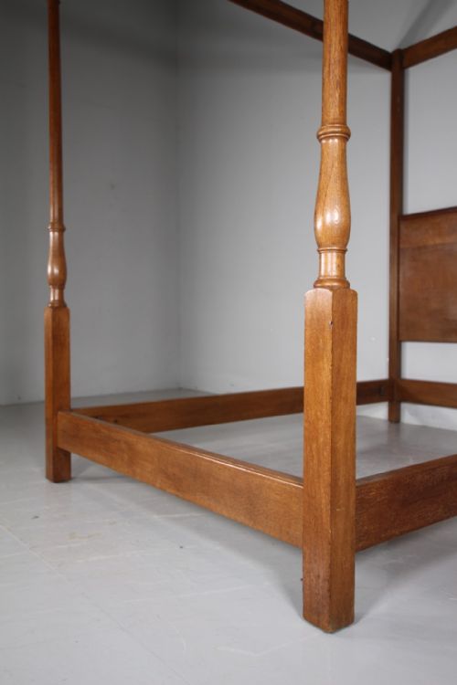 RARE HEALS ANTIQUE OAK DOUBLE FOUR POSTER BED LABELLED - ADDITIONAL PHOTO 1