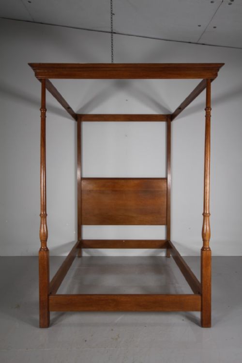 RARE HEALS ANTIQUE OAK DOUBLE FOUR POSTER BED LABELLED - ADDITIONAL PHOTO 5