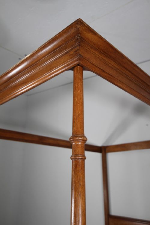 RARE HEALS ANTIQUE OAK DOUBLE FOUR POSTER BED LABELLED - ADDITIONAL PHOTO 6