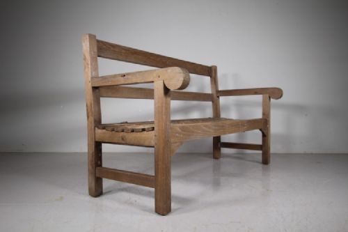 Rare 1920's Heals Letchworth Model Teak Garden Bench Seat 