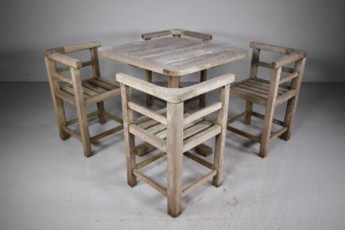1930's Teak Garden Dining Table & Chairs by Lister 