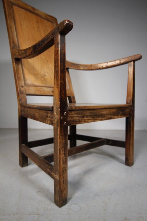ENGLISH GEORGIAN AMPLE ANTIQUE COUNTRY ARMCHAIR IN ORIGINAL PAINT - ADDITIONAL PHOTO 3