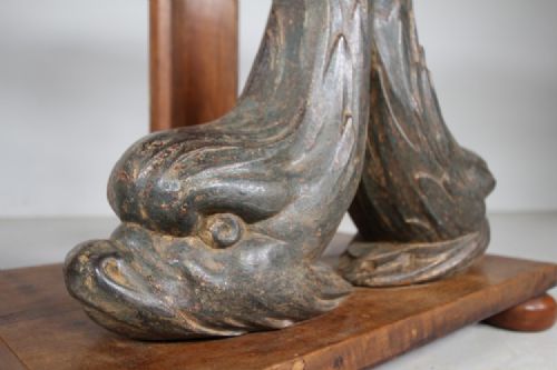 English 19th Century Pair of Antique Cast Iron Dolphin Side Tables View III