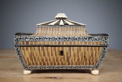 SUPERB REGENCY ANTIQUE SARCOPHAGUS SHAPED QUILL BOX