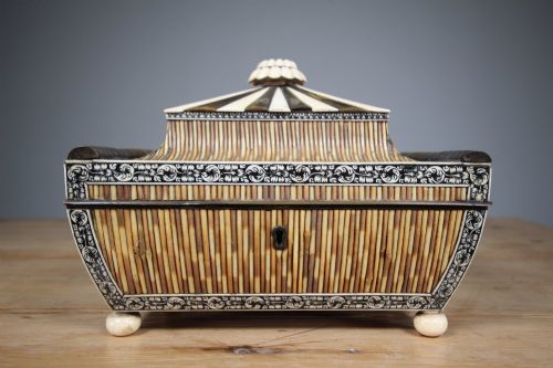 SUPERB REGENCY ANTIQUE SARCOPHAGUS SHAPED QUILL BOX - ADDITIONAL PHOTO 2