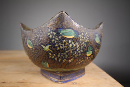 LOVELY SHAPED ANTIQUE KASHMIRI KINGFISHER BOWL - ADDITIONAL PHOTO 3