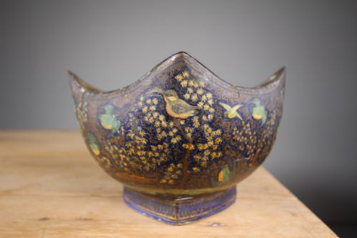 LOVELY SHAPED ANTIQUE KASHMIRI KINGFISHER BOWL - ADDITIONAL PHOTO 4