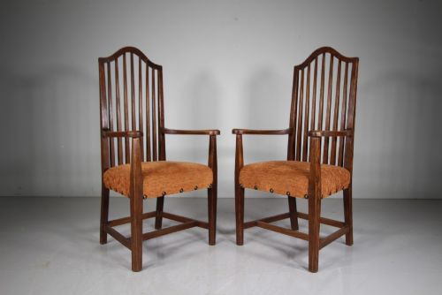 SET OF SIX ENGLISH ARTS CRAFTS ANTIQUE OAK DINING CHAIRS BY LETHABY - ADDITIONAL PHOTO 3