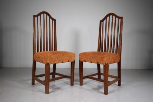 SET OF SIX ENGLISH ARTS CRAFTS ANTIQUE OAK DINING CHAIRS BY LETHABY - ADDITIONAL PHOTO 8