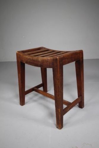 ENGLISH GEORGIAN ANTIQUE MAHOGANY SHAPED SLATTED STOOL - ADDITIONAL PHOTO 5