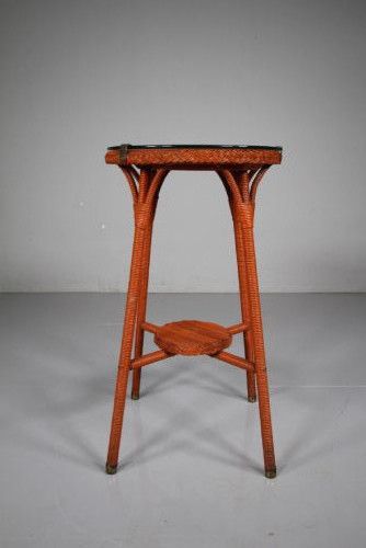 ENGLISH 1930'S LLOYD LOOM SIDE TABLE ORIGINAL PAINT - ADDITIONAL PHOTO 5