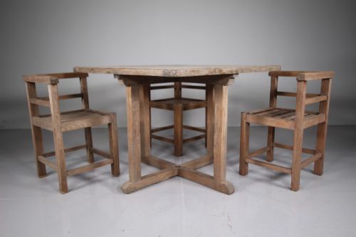 HEALS 1930S TEAK GARDEN DINING TABLE FOUR CHAIRS - ADDITIONAL PHOTO 3