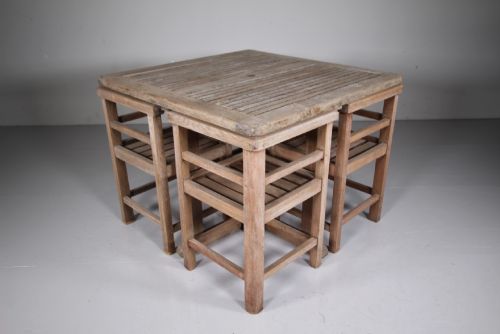 HEALS 1930S TEAK GARDEN DINING TABLE FOUR CHAIRS - ADDITIONAL PHOTO 4
