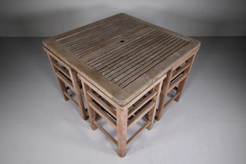 HEALS 1930S TEAK GARDEN DINING TABLE FOUR CHAIRS - ADDITIONAL PHOTO 6