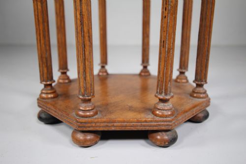 ENGLISH 19TH CENTURY ANTIQUE OAK LIBRARY SCROLL STAND - ADDITIONAL PHOTO 4